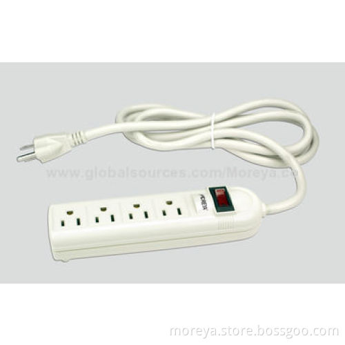 US Power Strip with 6 Socket Outlets, 1.8m Extension Cord, Surge/Overload Protector